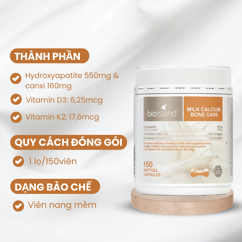 Thành phần sản phẩm Bio Island Calcium bone care