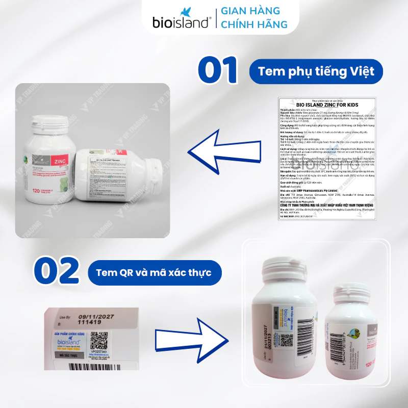 Cách nhận biết sản phẩm chính hãng Bio Island Kẽm Zinc